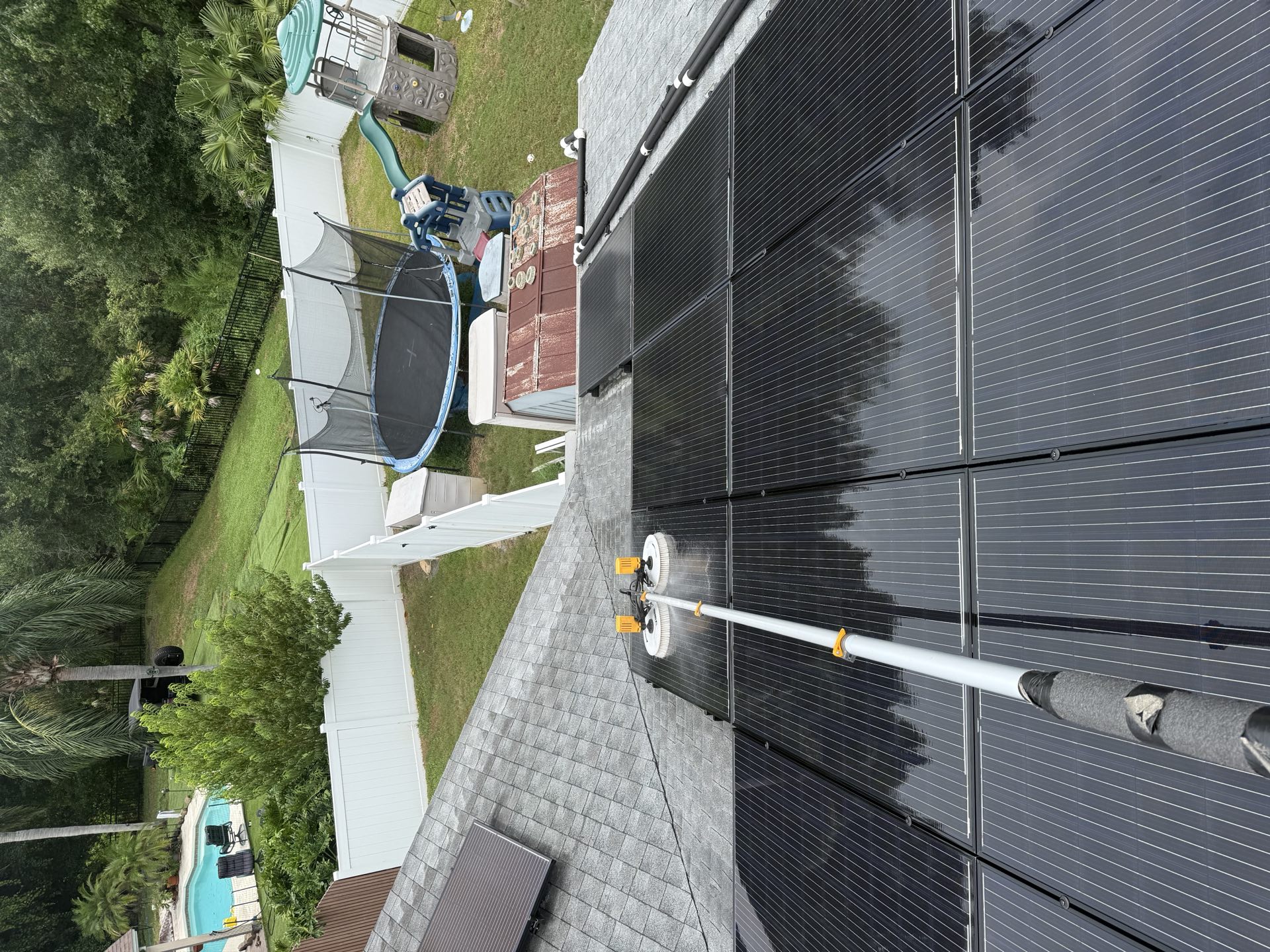 Solar panels on a St. Petersburg, FL rooftop cleaned by KleenSola